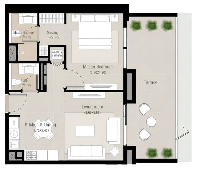 1 bed