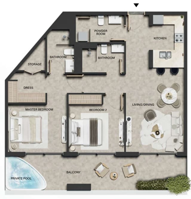 2 bed