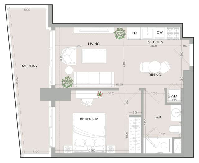1 bed