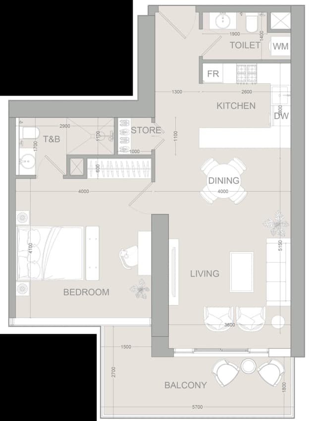 1 bed