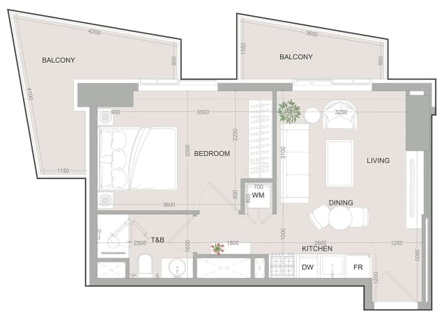 1 bed