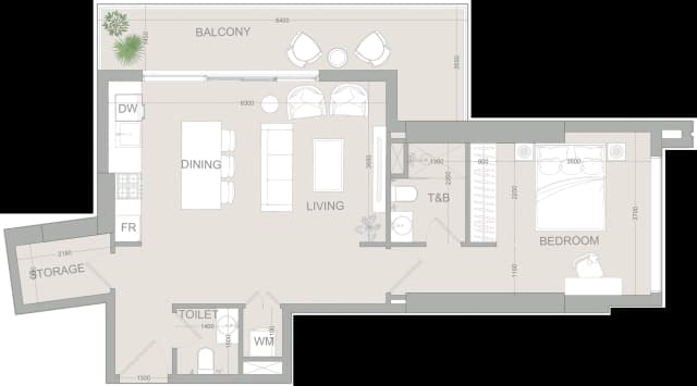 1 bed