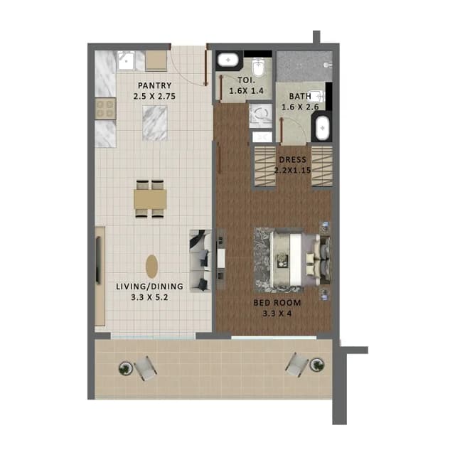 1 bed