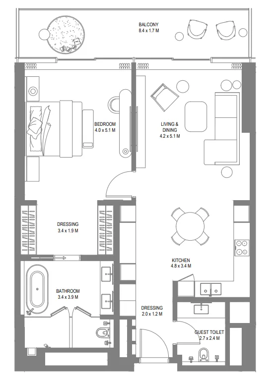 1 bed