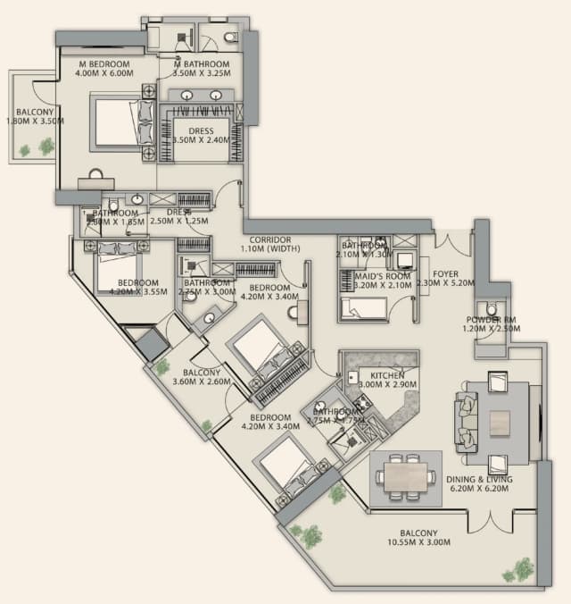 4 bed
