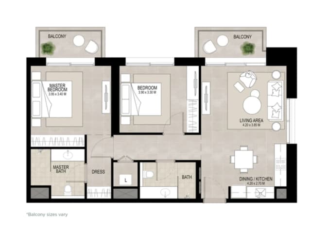 2 bed
