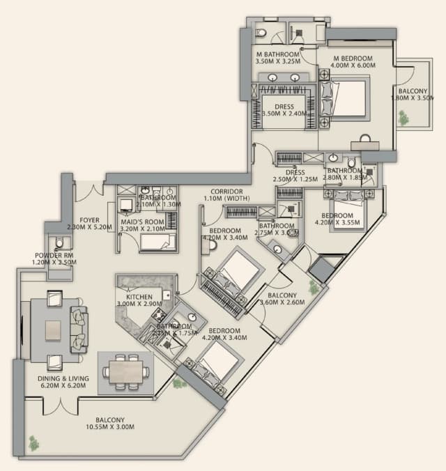 4 bed