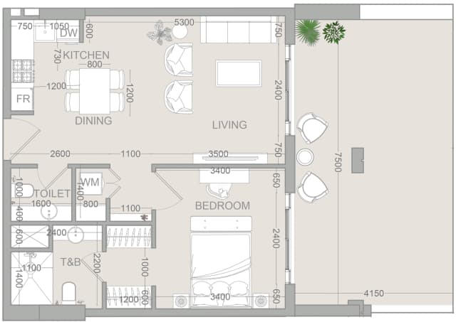 1 bed