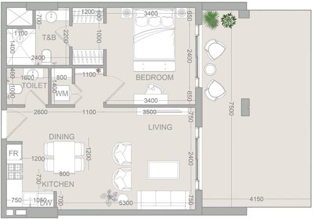 1 bed