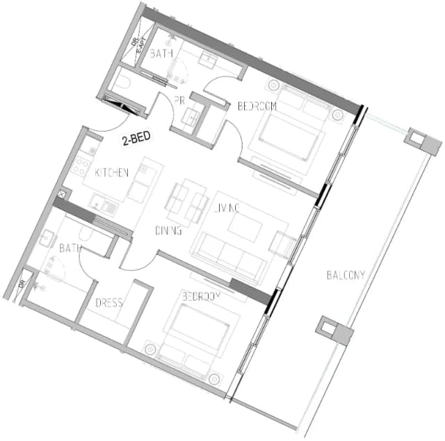2 bed