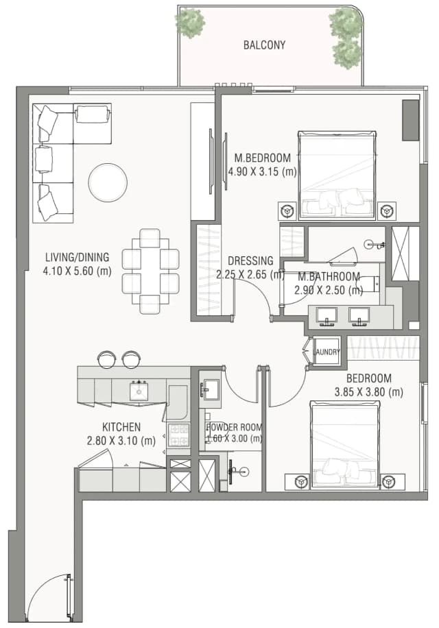 2 bed