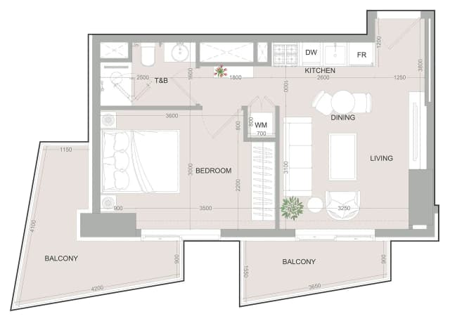 1 bed