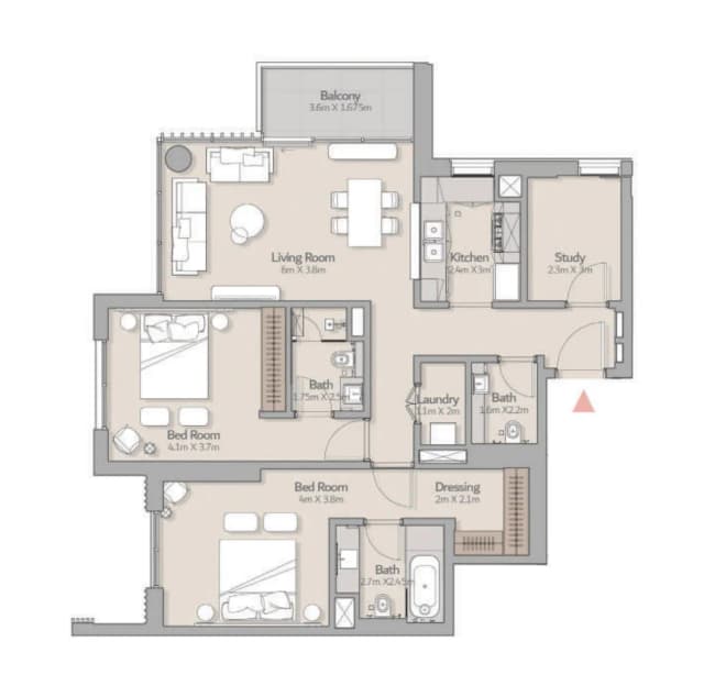 2 bed