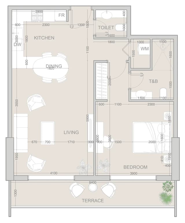 1 bed