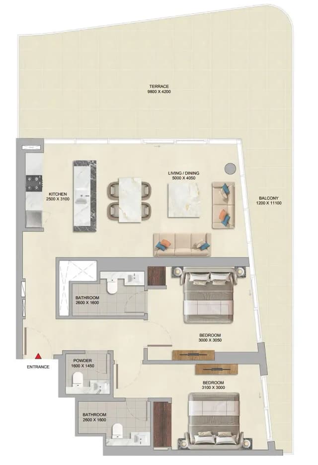 2 bed
