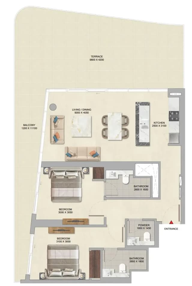 2 bed