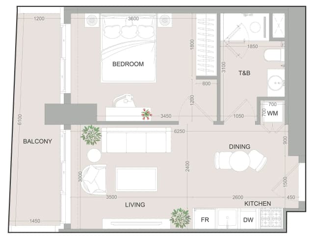 1 bed