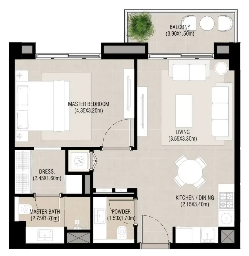 1 bed