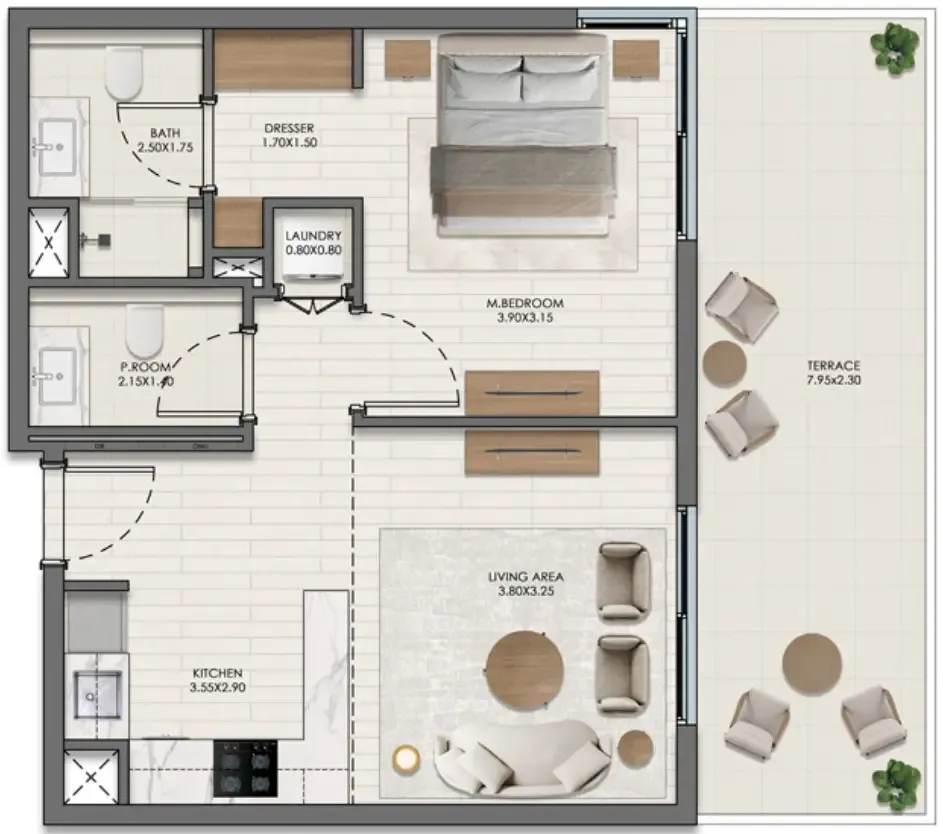 1 bed