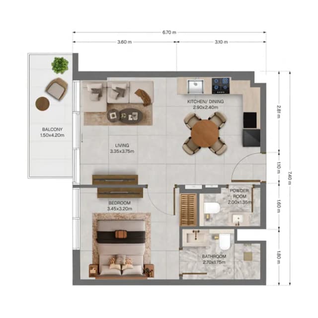 1 bed