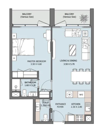 1 bed