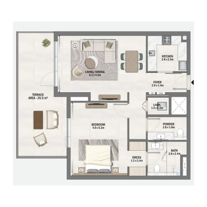 1 bed