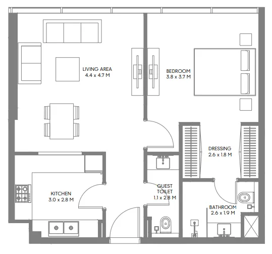 1 bed