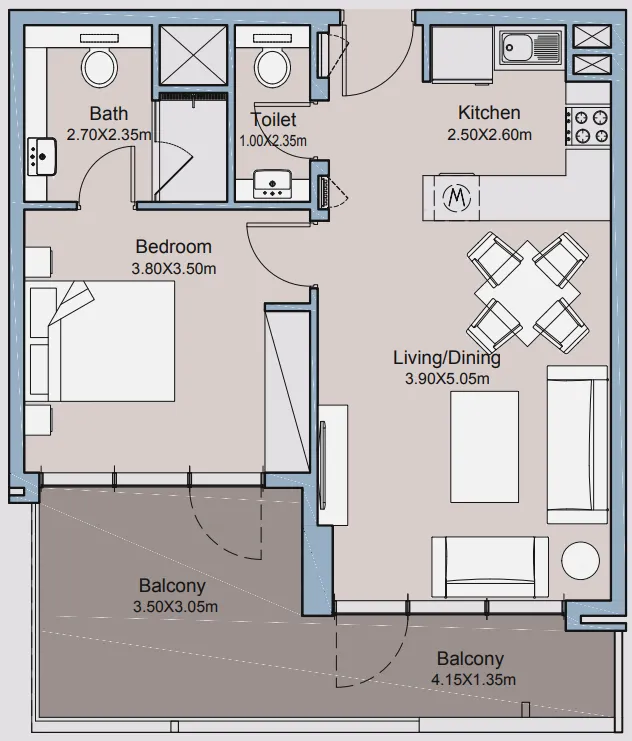 1 bed