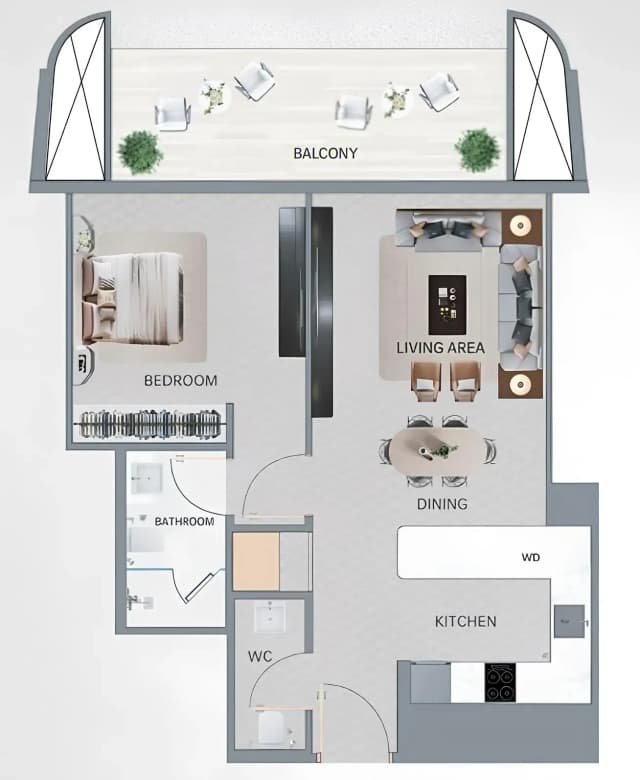 1 bed