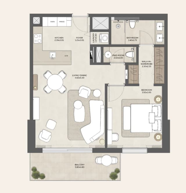 1 bed