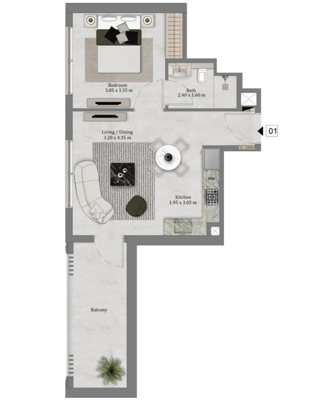 1 bed