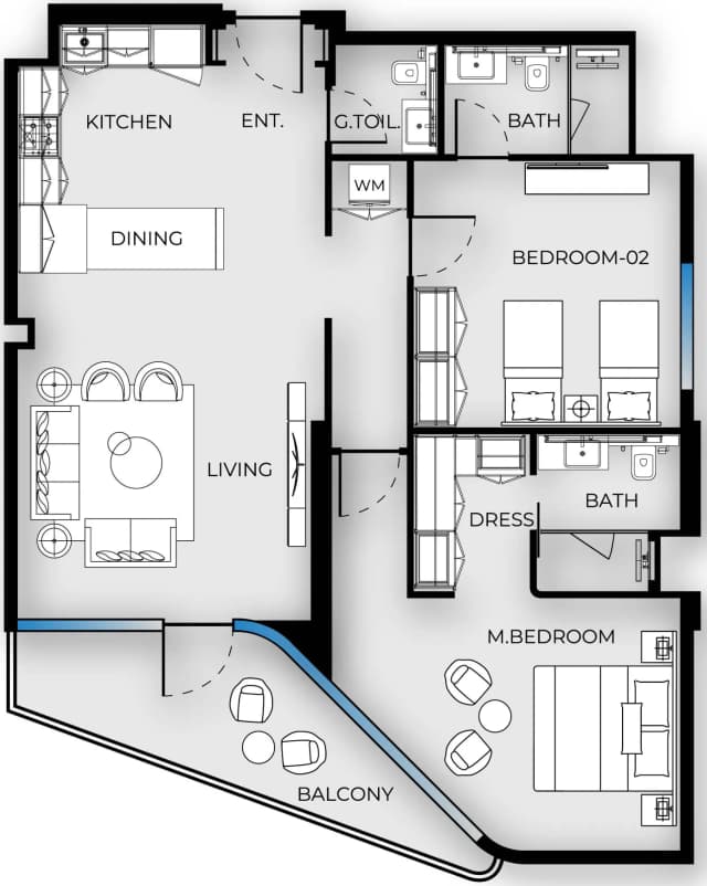 2 bed