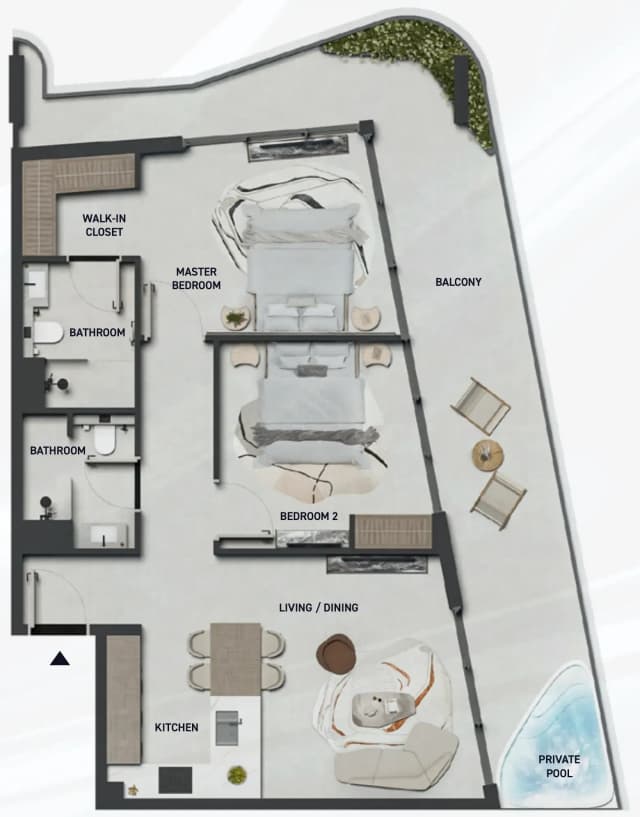 2 bed