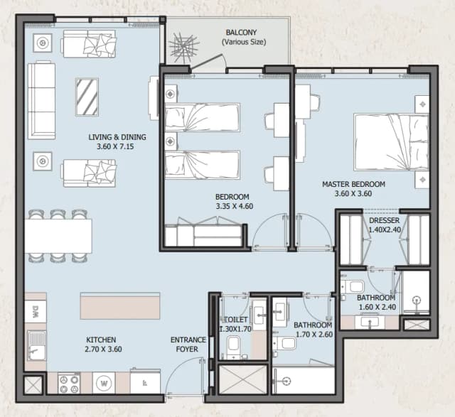 2 bed