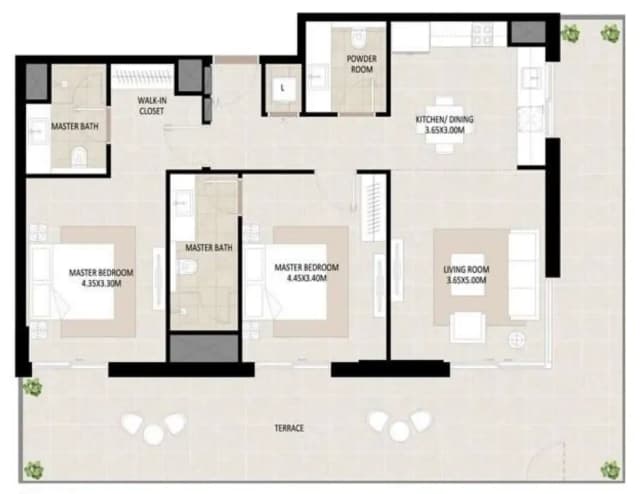 2 bed