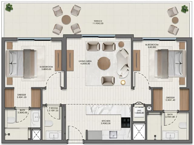 2 bed