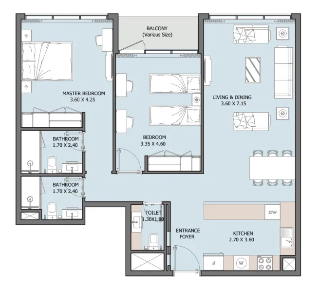 2 bed