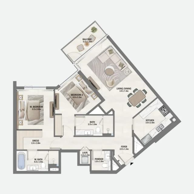 2 bed