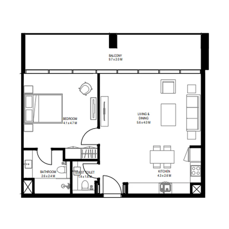 1 bed