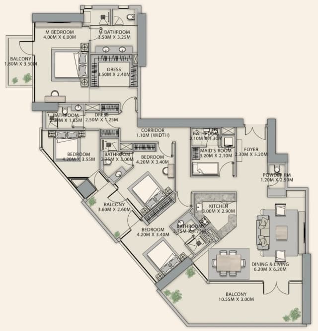4 bed