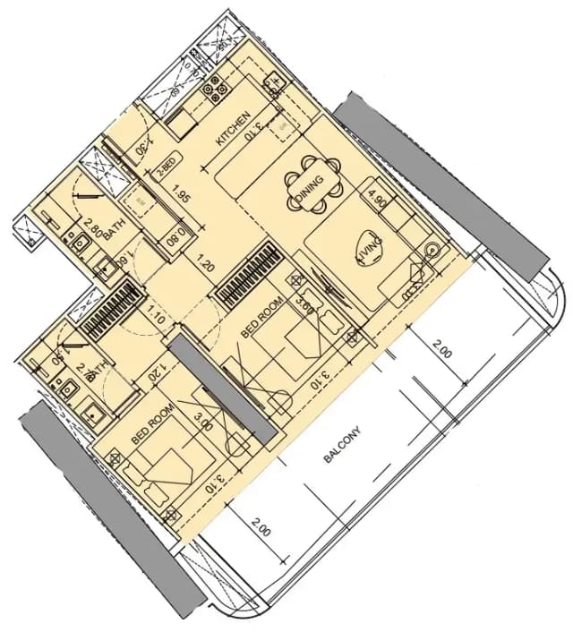 2 bed