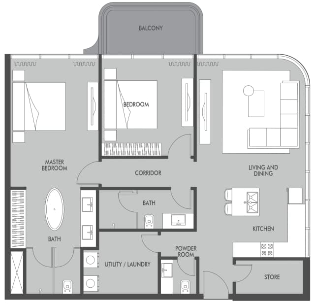 2 bed