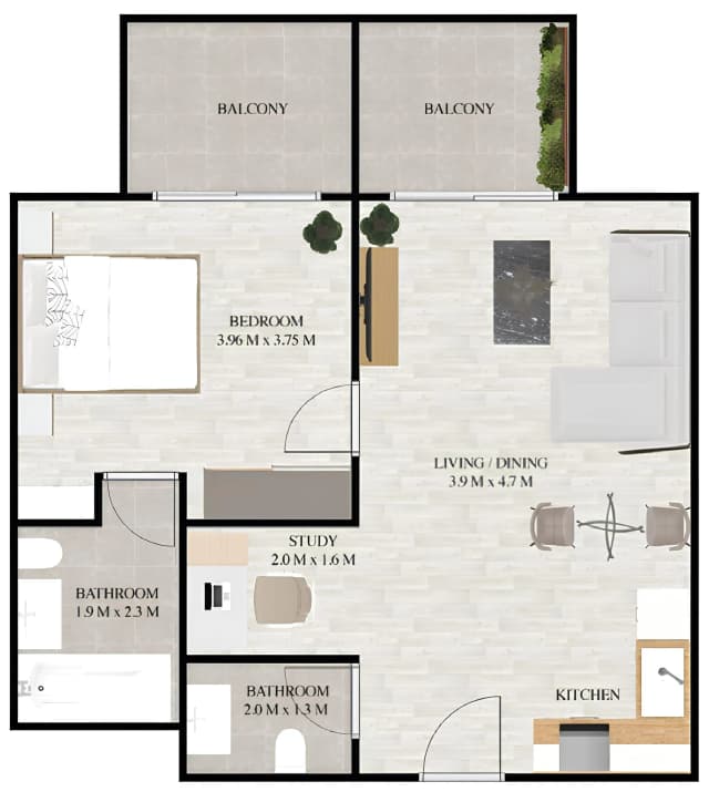 1 bed