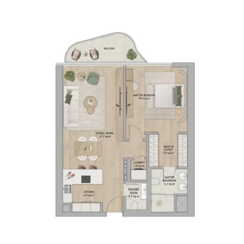 1 bed