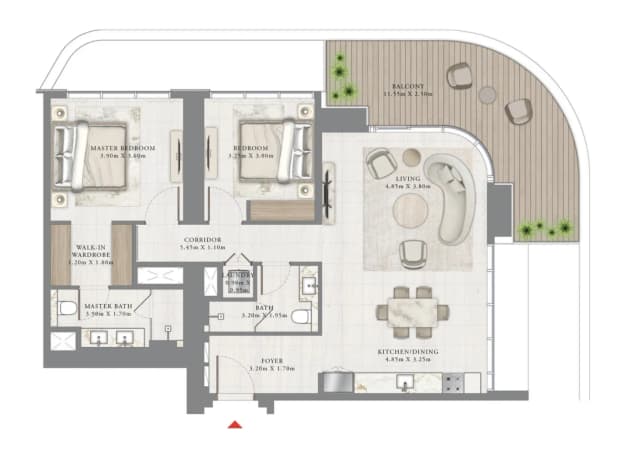 2 bed
