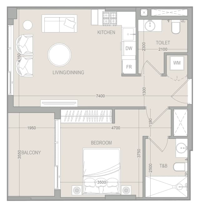 1 bed