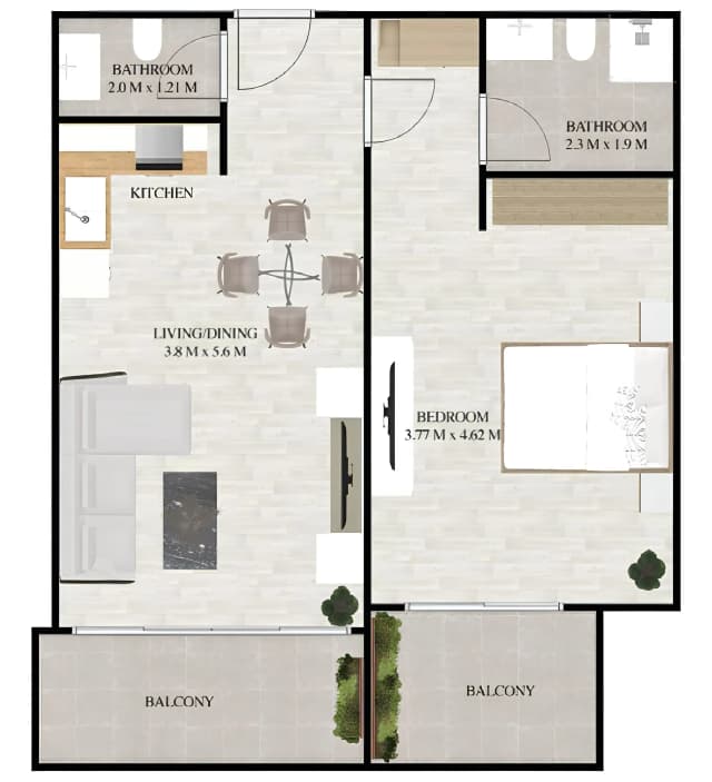 1 bed