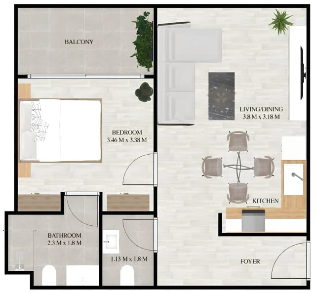 1 bed