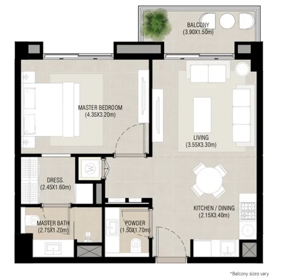 1 bed