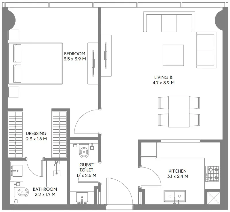 1 bed